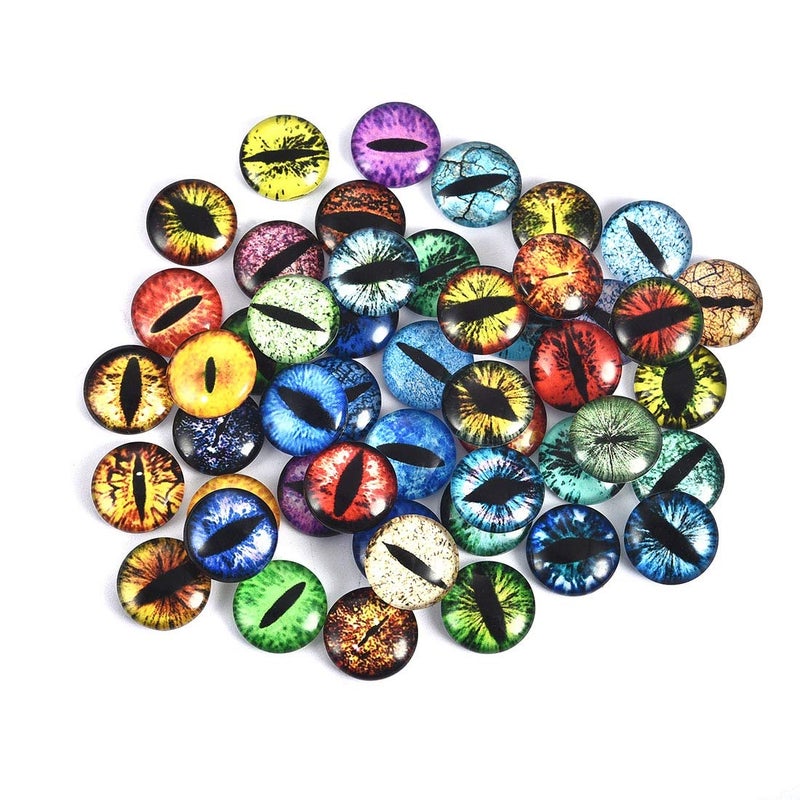 DROLE 100Pcs 12mm Assorted Eye Covered Cabochons Flatback Cabs Animal Doll Evil Eye Cabochon for DIY Crafts Jewelry Making - Image 2